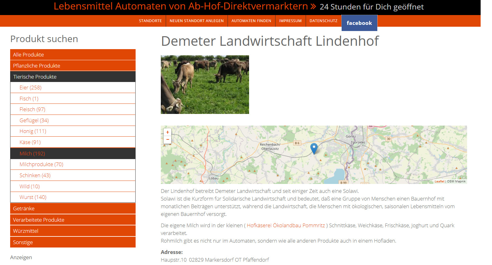 Abhof-Automaten - Lebensmittel-Automaten auf einer Karte darstellen